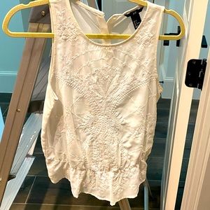 Sheer embroidered cream colored blouse